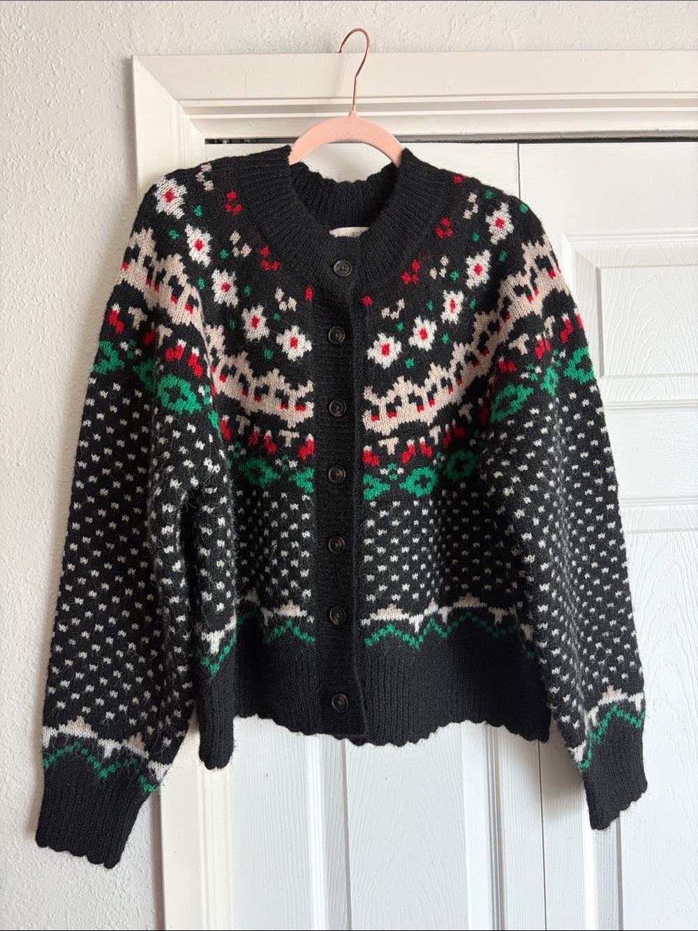 Like-new Universal Thread Nordic Wool Blend Merriment Fair Isle Sweater Cardigan